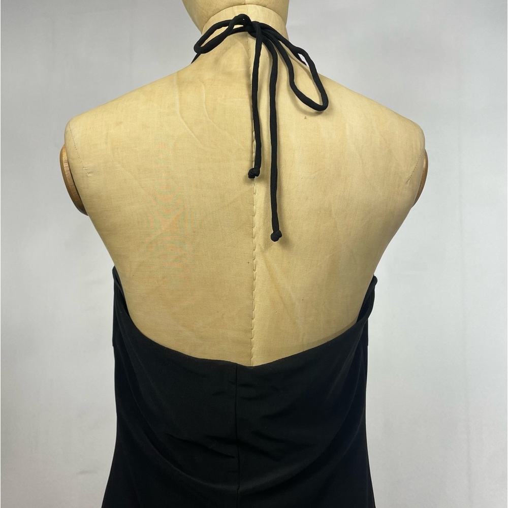 Onyx Nite Halter Dress 10 Black Cocktail LBD Tier 2000s Glam Rhinestone Vtg - Picture 4 of 13